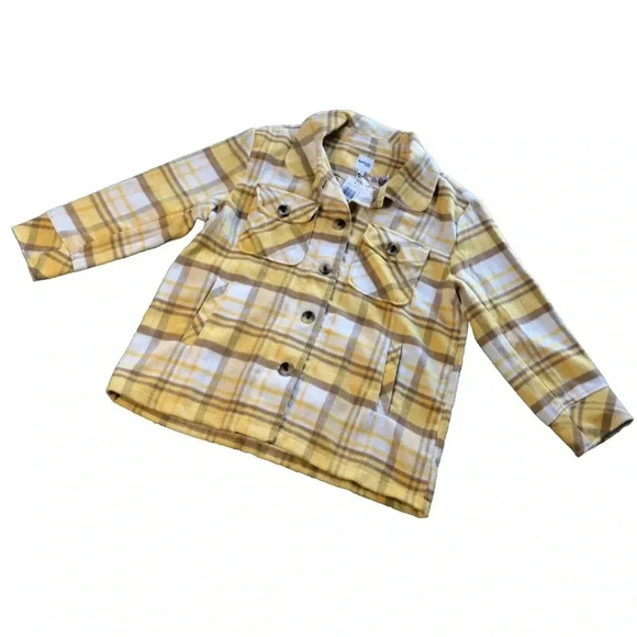 Kensie Jeans Yellow Plaid Long Sleeve Button Down Shirt Womens Size Large - Picture 1 of 12